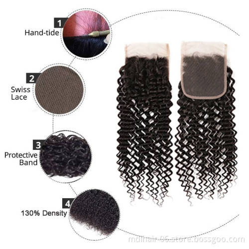 Raw Curly Brazilian Hair Bundles Human Hair Extension Vendors Wholesale Bundles With Frontal Closures